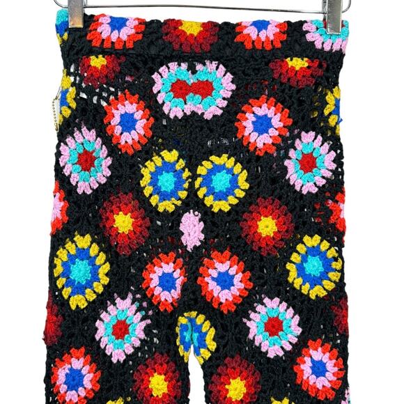 Forever 21 Granny Square Crochet Matching Set Small New Halter Top Flare Pants - Picture 9 of 11